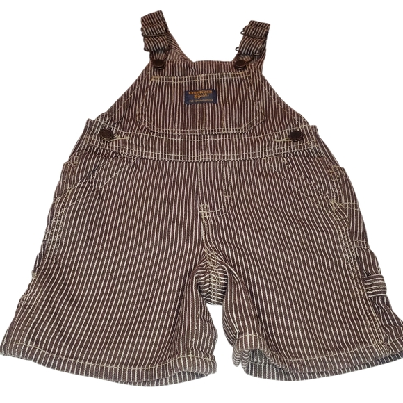 Oshkosh Baby Shortalls Overall Shorts Adjustable Straps Hickory Stripe 12 Months - Picture 4 of 8